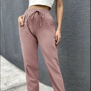 Linen Pants NWOT -  Pink - solid pocket front